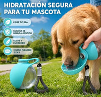 Botella bebedero portátil para mascotas 2 en 1