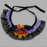 Collar calabaza de Halloween con gorguera y cascabel para mascotas
