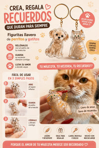 Llavero Acrílico Transparente de Gatito - Con Cable de Acero