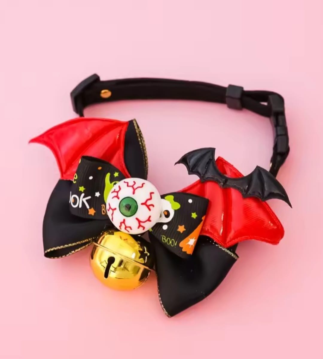 Collar de Halloween Spooky con cascabel para mascotas